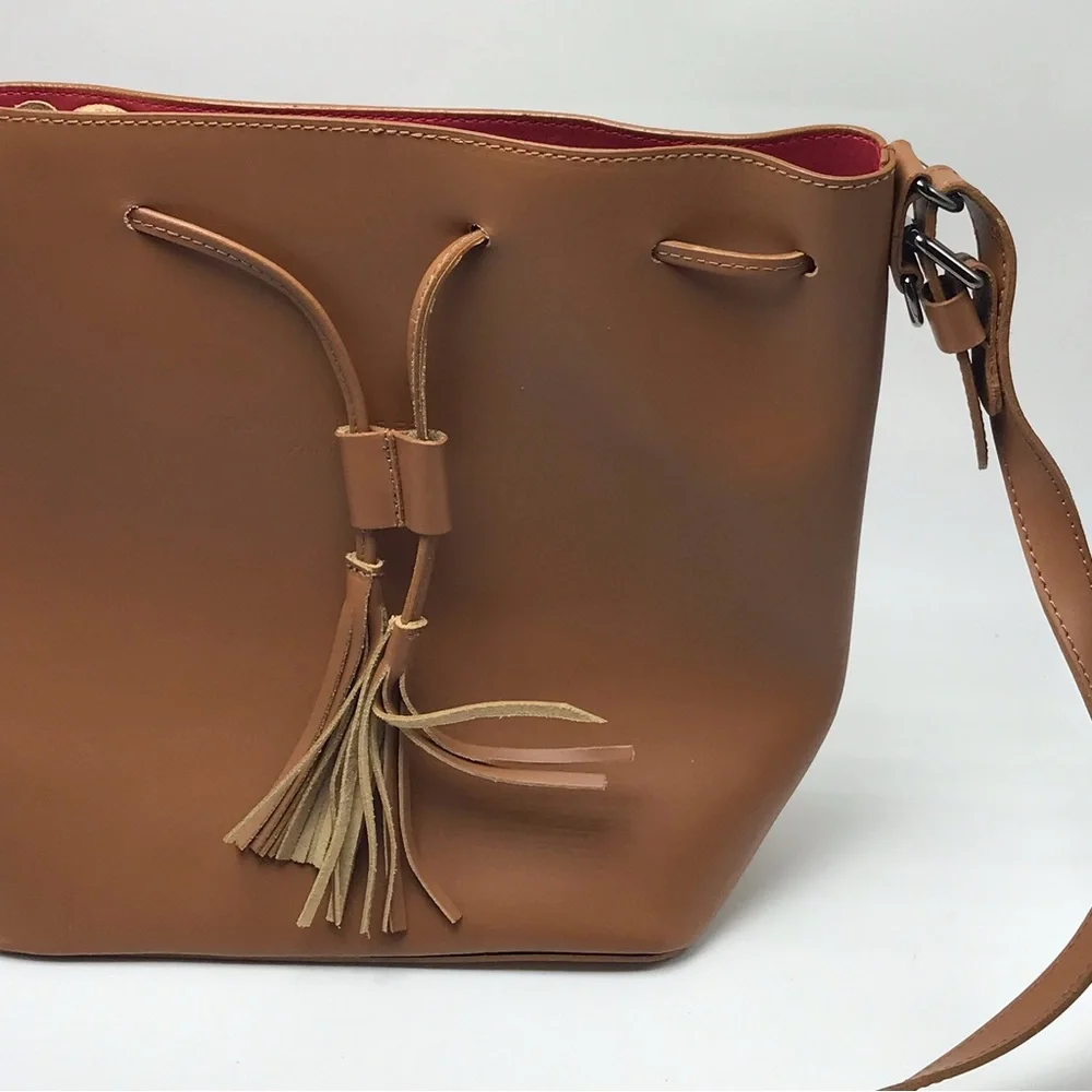Christian Laurier Birgit Camel Leather Bucket Bag